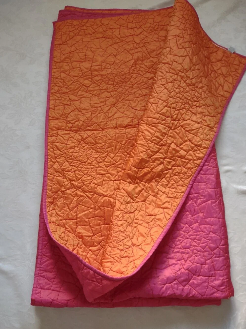 Reversible Quilt bedding Orange Pink Bedspread
